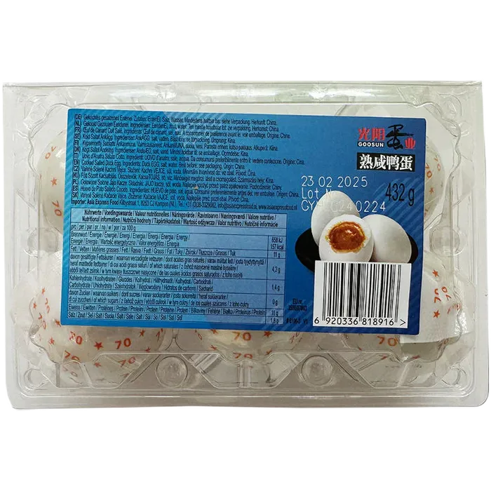 GOOSUN Duck Eggs Boiled, Salted 432G